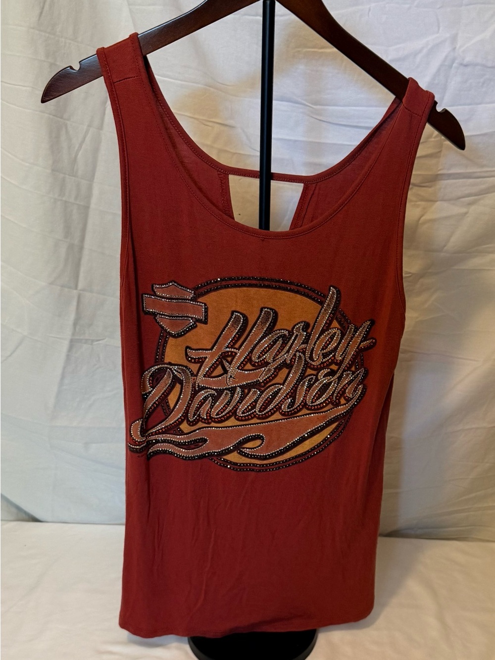 Harley-Davidson Women’s Terracotta Tank with Blaze Logo Sparkle Accent (JJ9)
